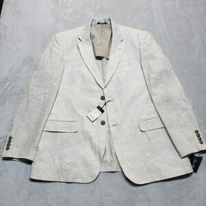 NWT‎ Tasso Elba Island 100% Linen Sport Natural Khaki Coat Blazer Mens XL
